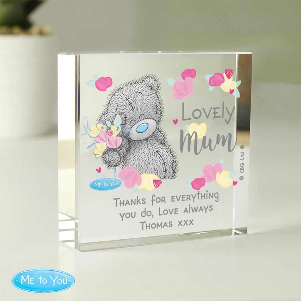 Personalised Me to You Lovely Mum Large Crystal Block Extra Image 3